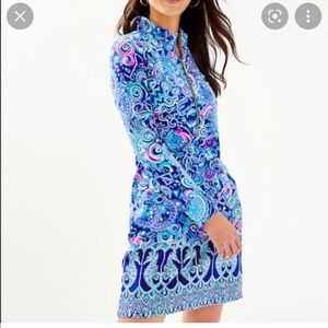 NWT Lilly Pulitzer skipper ruffle dress size Large lapis lazuli UPF 50